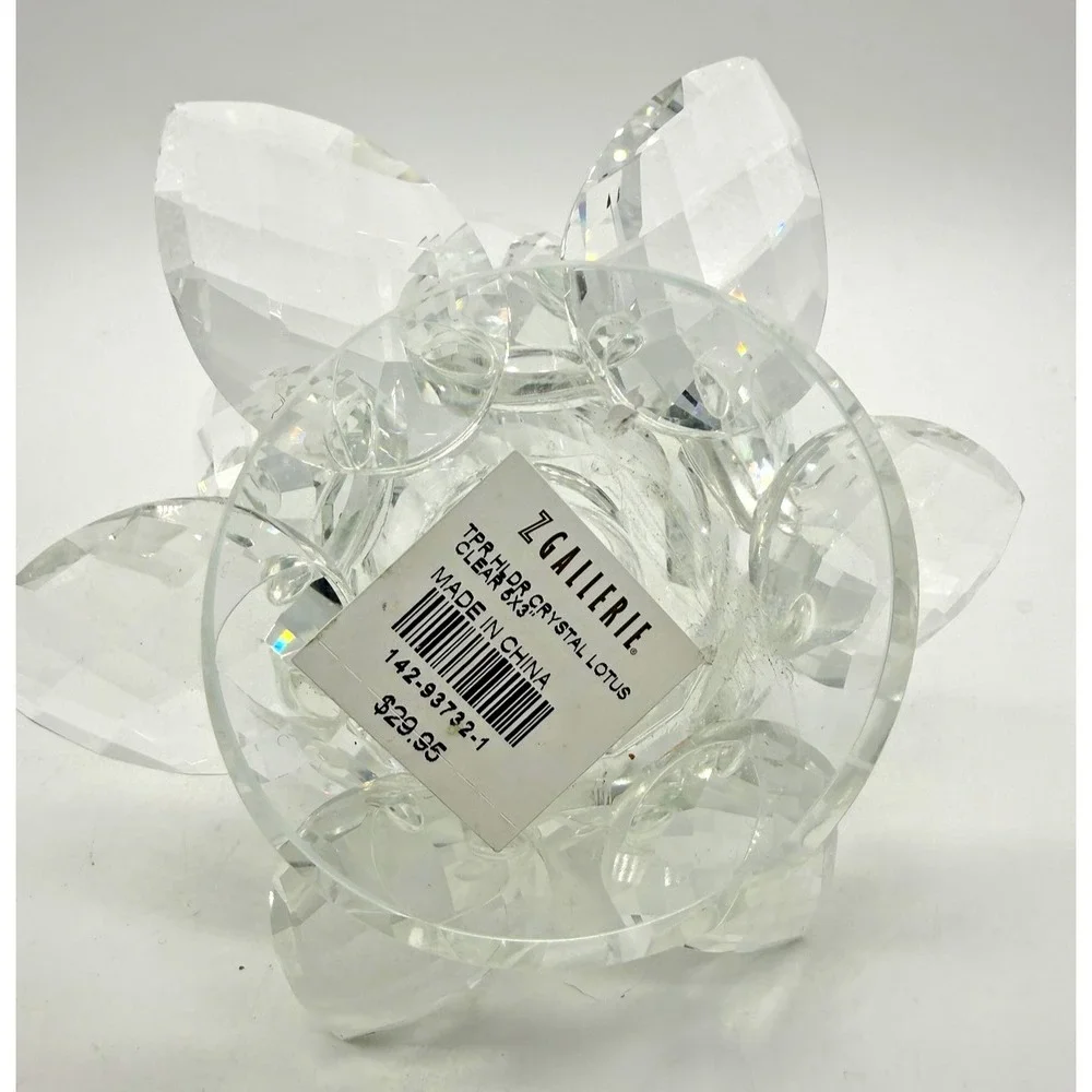 Z Gallerie Crystal Lotus Flower Figurine Small Clear‎ Faceted Candle Holder